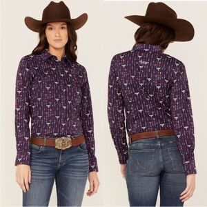 NWOT Ariat R.E.A.L. Southwestern Print Kirby Button Down Top Sz Medium